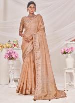 Banarasi Silk Orange Wedding Wear Embroidery Seuqnqce Work Saree